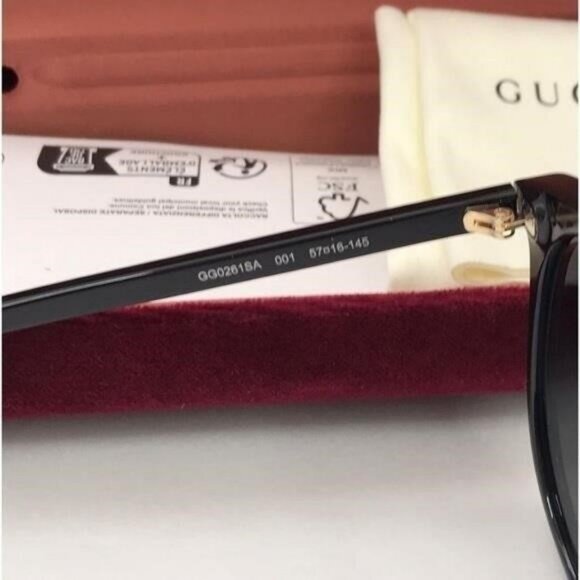 Authentic GUCCI WOMENS ROUND/OVAL SHINY BLACK FASHION DESIGNER EYEWEAR - Picture 3 of 13
